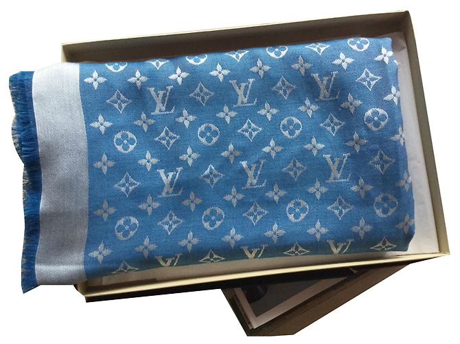 Louis Vuitton Monogramma LV Blu chiaro Seta