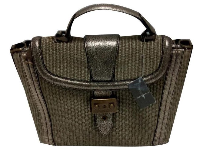 Lancel Joséphine Satchel handbag Golden Leather Cloth  ref.130606