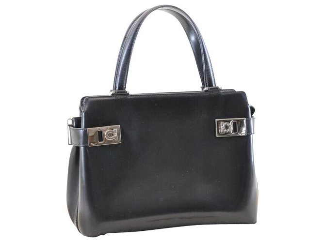 Salvatore Ferragamo Leather Hand Bag Black  ref.130621