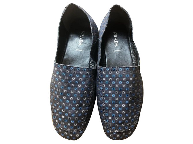 Zapatillas de casa nuevas para hombre de PRADA Azul Suecia Seda  ref.130631