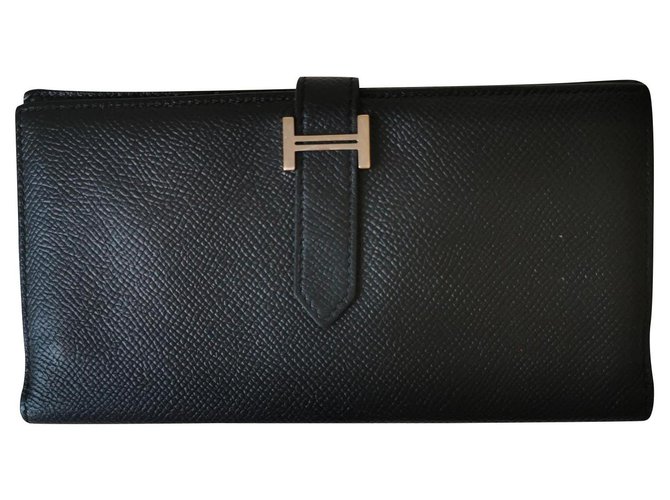 Hermès Béarn Black Leather  ref.130646