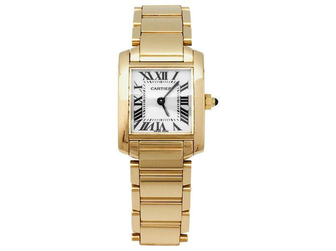 Relógio modelo Cartier "Tank Francaise" em ouro amarelo sobre ouro amarelo.  ref.130675