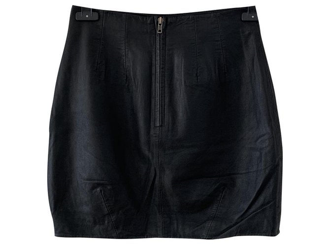 Bel Air mini skirt black leather high waisted Lambskin  ref.130677