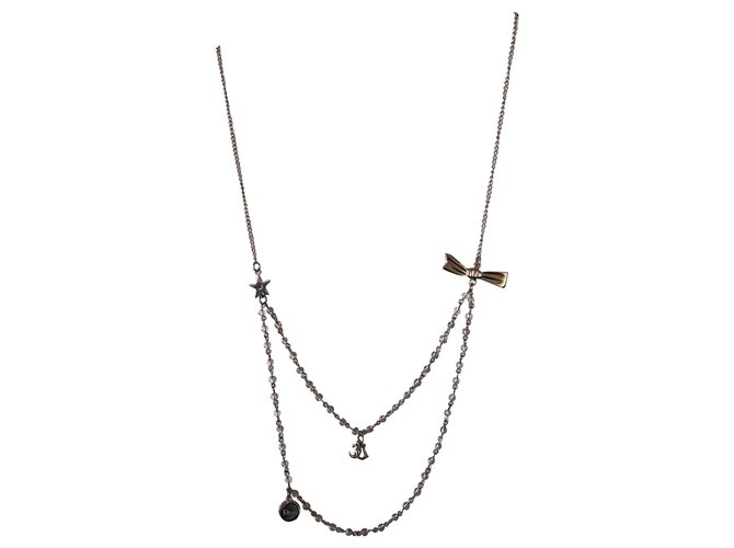 Lindo colar / colar longo, marca Christian Dior Prata Prata  ref.130680