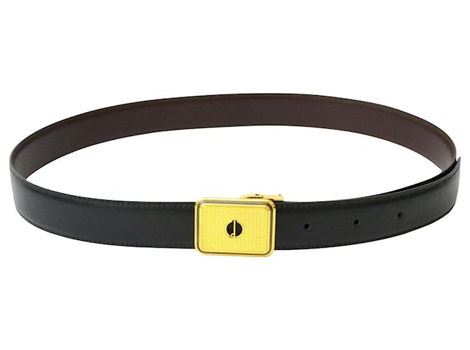 Alfred Dunhill Dunhill Leather Belt Cuir Noir  ref.130690