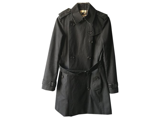 Trench-coat noir Burberry Coton Viscose Beige  ref.130753