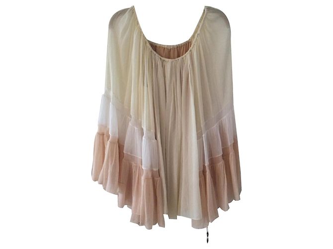 Camicia Boho Chloé ecru bianca e rosa Crudo Seta