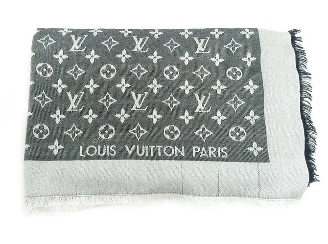 Sciarpa Louis Vuitton Shine Grigio Seta  ref.130852