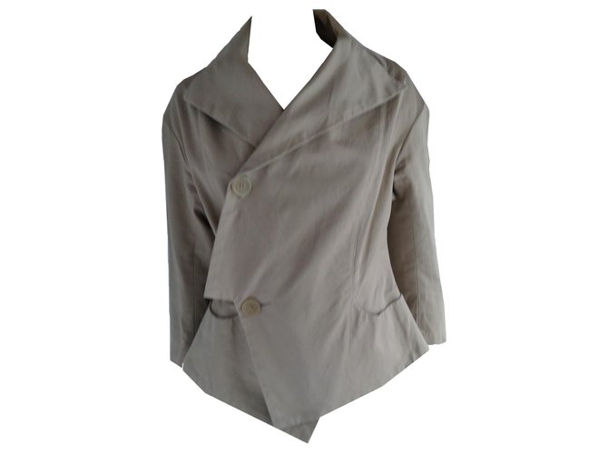 Yohji Yamamoto Yohji  Yamamoto  Asymmetrical Jacket Beige Taupe Cotton  ref.130916