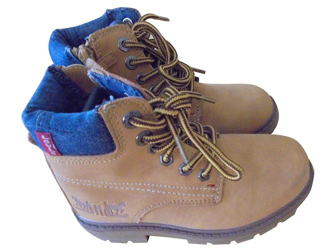 Stivaletti Levi's Super Boots Bambino Denim Blu e Pelle Marrone Chiaro