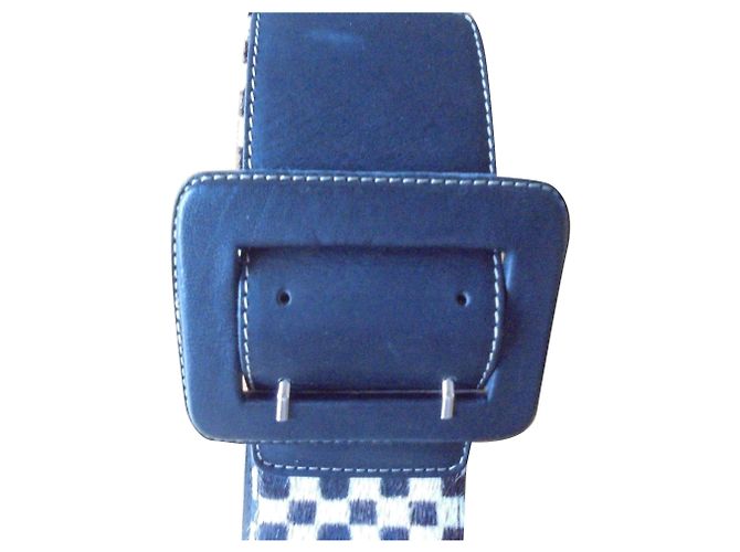 Cinto Kenzo Damier Preto e Branco em Couro