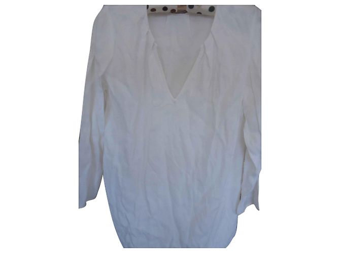 Comptoir Des Cotonniers Camicetta Tunica in Seta Cotone e Viscosa Color Eggshell Bianco sporco