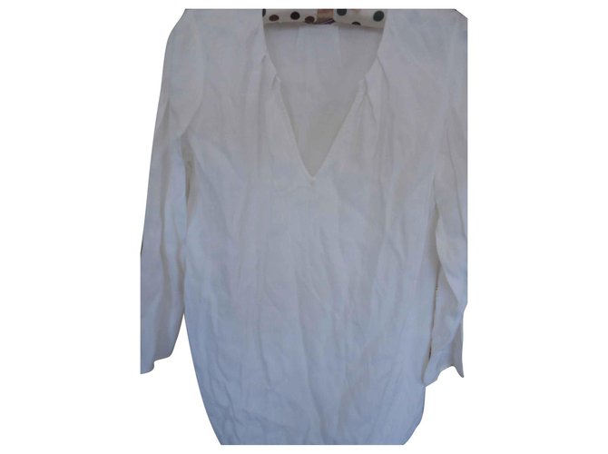 Comptoir Des Cotonniers Blusa túnica Blanco roto Seda Algodón Viscosa  ref.130962
