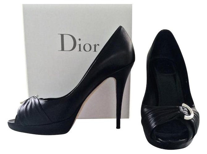 Cloth heels Christian Dior Black size 385 EU in Fabric  28466681