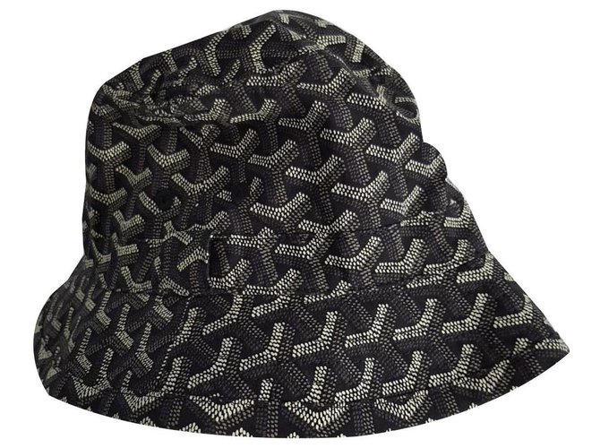 Sombrero de cubo de Goyard Negro Blanco Gris Algodón  ref.131071