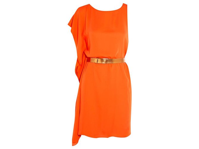 HALSTON HERITAGE DRESS Orange Polyester  ref.131072