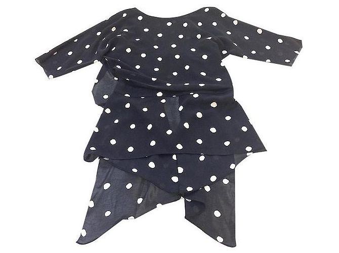 Halston Heritage Asymmetrisches Polka Dot Top Schwarz