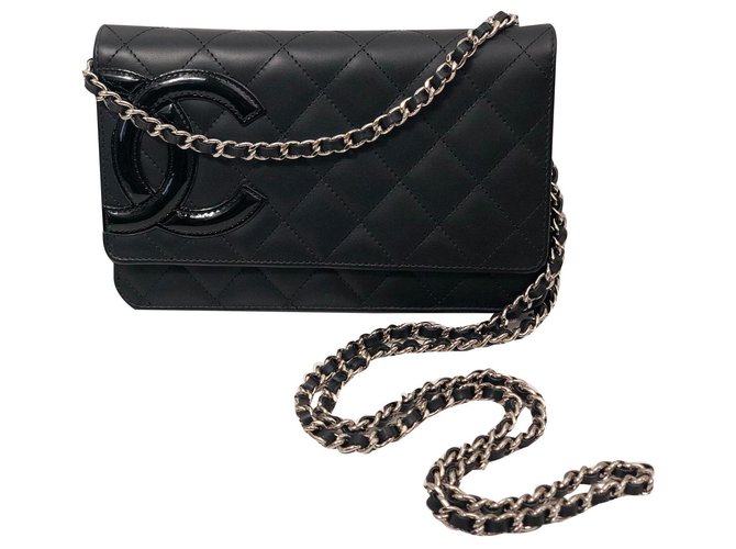 Wallet On Chain Chanel WOC Black Leather  ref.131206