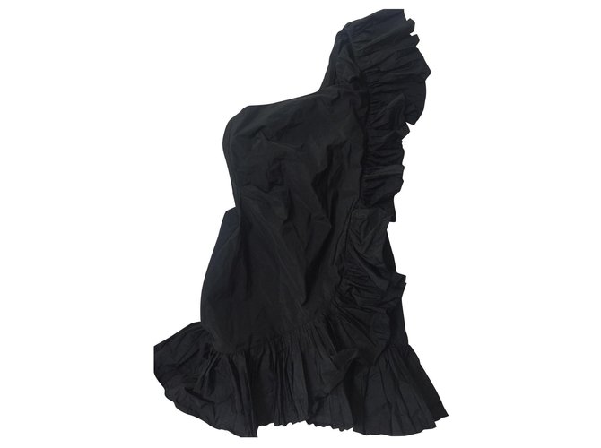 Zara One shoulder dress Black Polyester  ref.131301