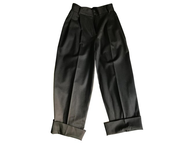 Dolce & Gabbana Pants, leggings Black Eggshell Wool Elastane Polyamide  ref.131305