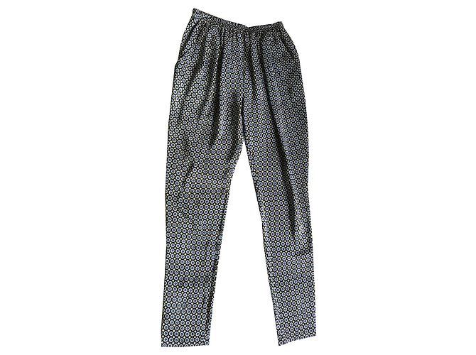 Stella Mc Cartney Pantalones rectos de seda Stella McCartney con frunces Multicolor