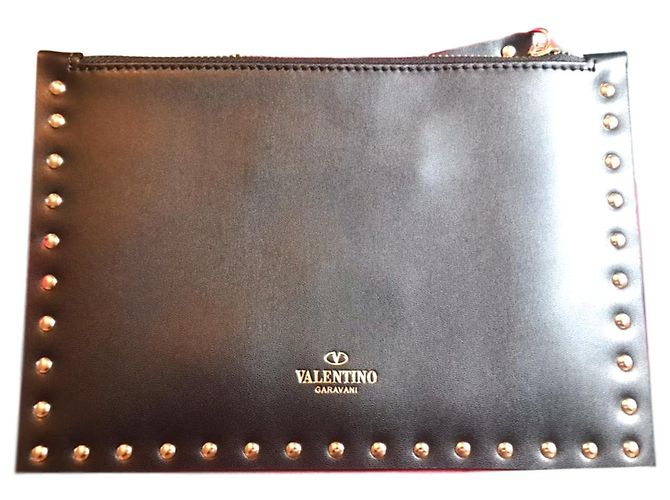 Valentino Garavani Black Leather Clutch 