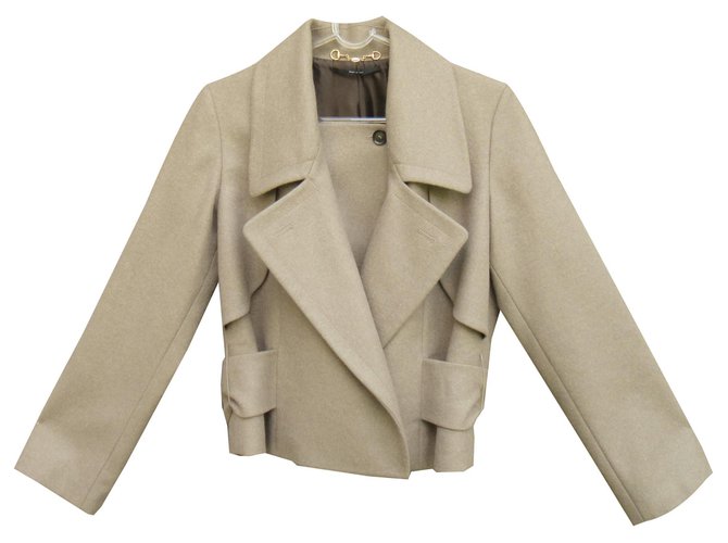 jaqueta de lã Gucci, cachemire, angorá Castanho claro Casimira  ref.131322