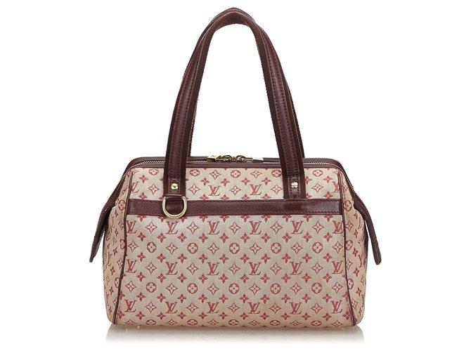 Louis Vuitton Castanho Mini Lin Josephine PM Marrom Vermelho Bege Couro Algodão Pano  ref.131368