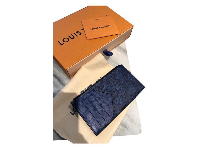 Porta carte Louis Vuitton Blu Pelle  ref.131435