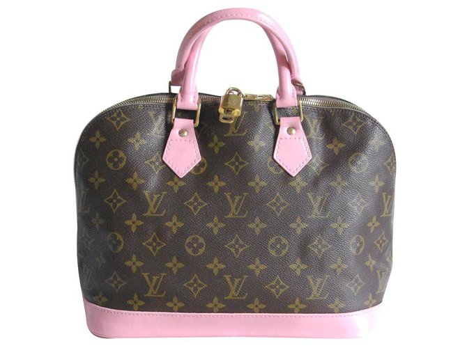 Louis Vuitton Alma PM Pink Leather Cloth  ref.131437