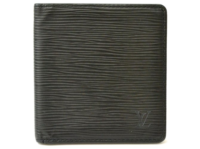 Louis Vuitton Kompaktes Portemonnaie Schwarz Leder  ref.131447