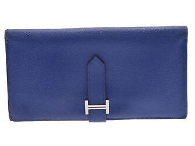 Hermès Bearn Blue Leather  ref.131471