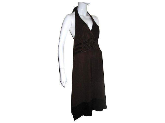 Vestido Bcbg Max Azria de chiffon de seda castanho Marrom