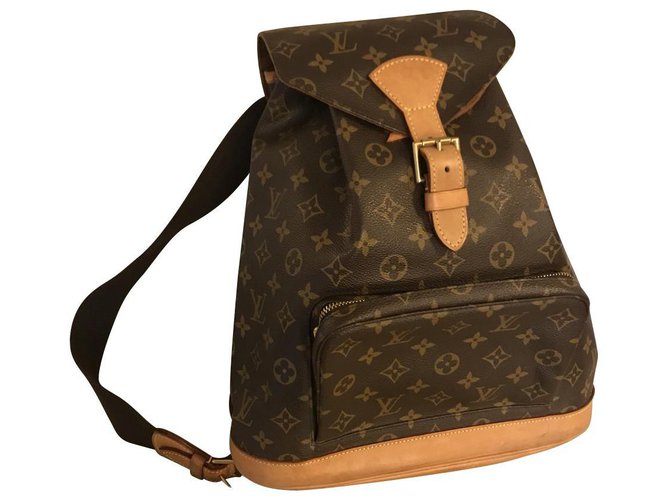 Louis Vuitton Backpack Montsouris GM Brown Synthetic Cloth  ref.131580