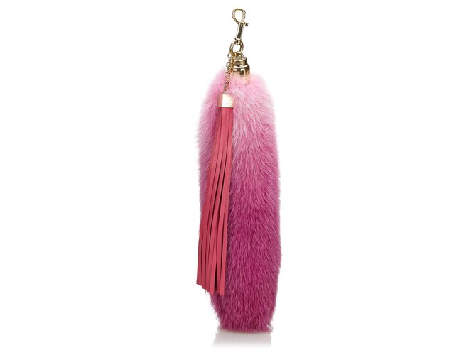 Louis Vuitton Pink Foxy Taschenanhänger Leder Pelz  ref.131605