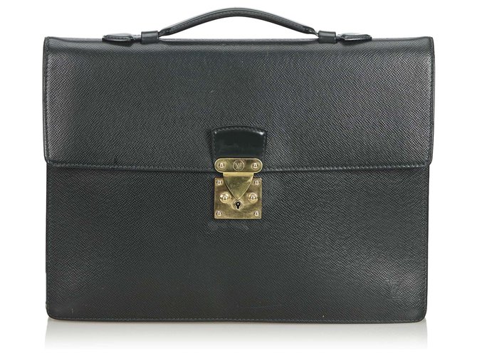 Louis Vuitton Black Taiga Serviette Kourad Briefcase Leather  ref.131660