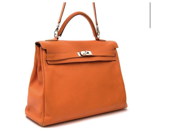 Kelly Hermès Handbags Orange Leather  ref.131688