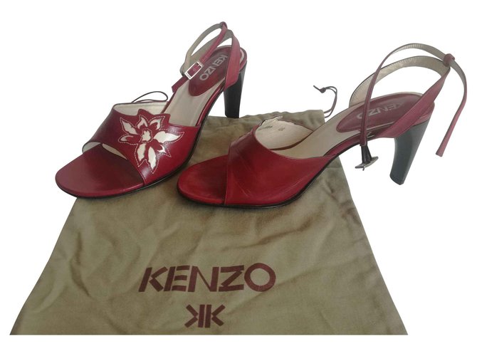 Hermosas sandalias "kenzo" cuero burdeos t37  ref.131705
