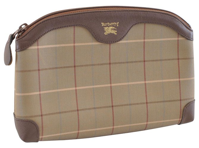 Burberry Nova Check Clutch Bag Brown Cloth  ref.131730