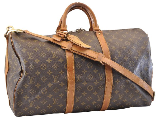 Louis Vuitton Keepall Bandouliere 50 Brown Cloth  ref.131736