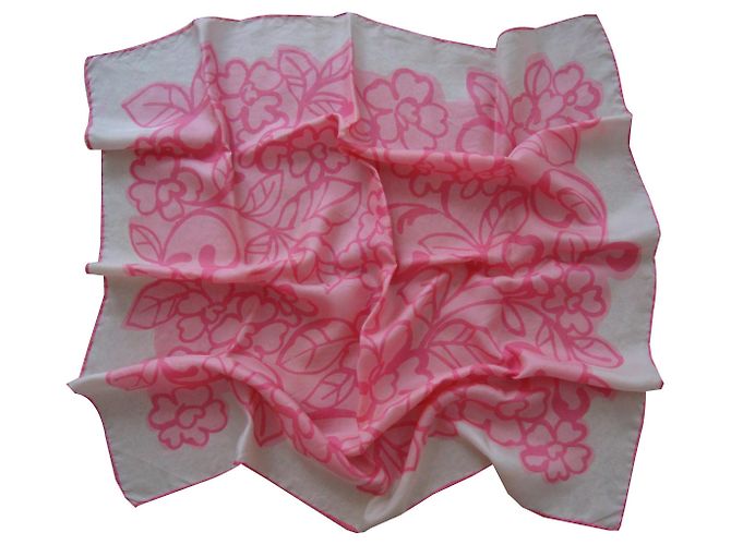 inconnue Sciarpa di seta rosa con fiori