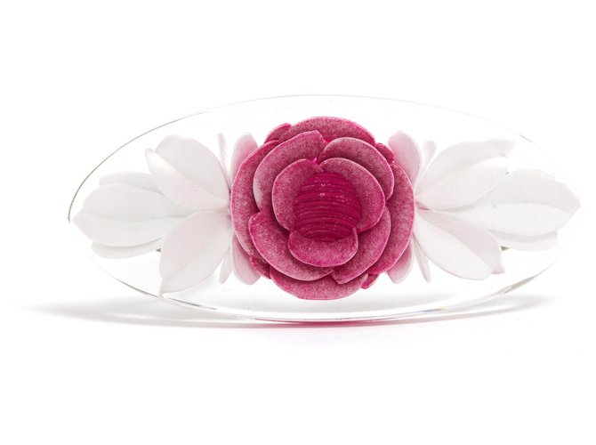 Chanel PINK CAMELIA HAIRCLIP NEW Métal Plastique Rose  ref.131816