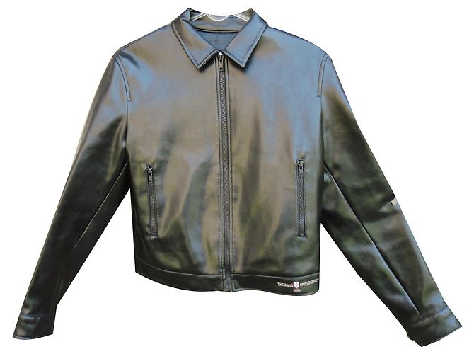 Thomas Burberry Lederimitatjacke Schwarz