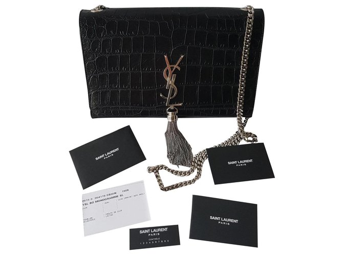 Kate Monogramme Saint Laurent Kate medium croco Black Leather ref