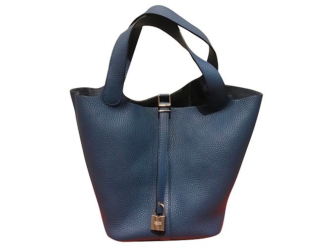 Hermès Picotin 22 Blu Pelle