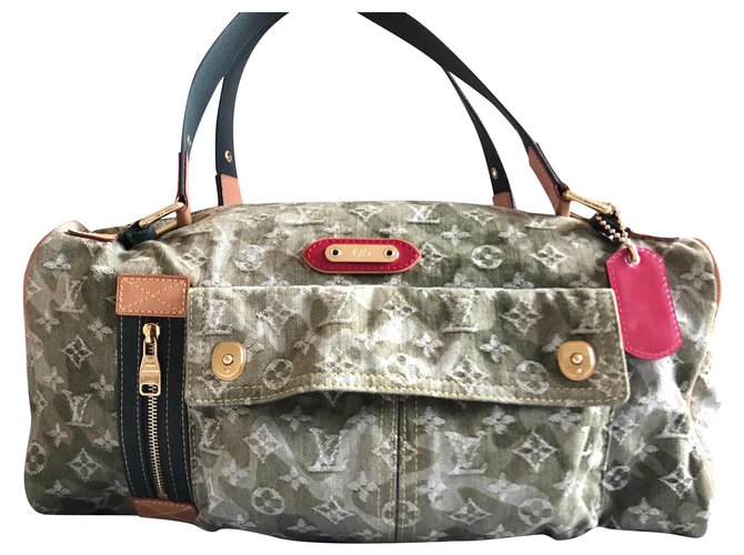 Louis Vuitton mini Boston bag/ shoulder bag Khaki Denim  ref.131854
