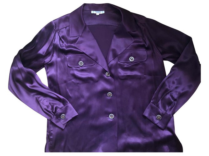 Yves Saint Laurent Rive Gauche purple silk shirt Golden  ref.131876