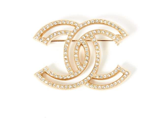 Chanel LARGE GOLDEN CC RHINESTONE Métal Doré  ref.131896