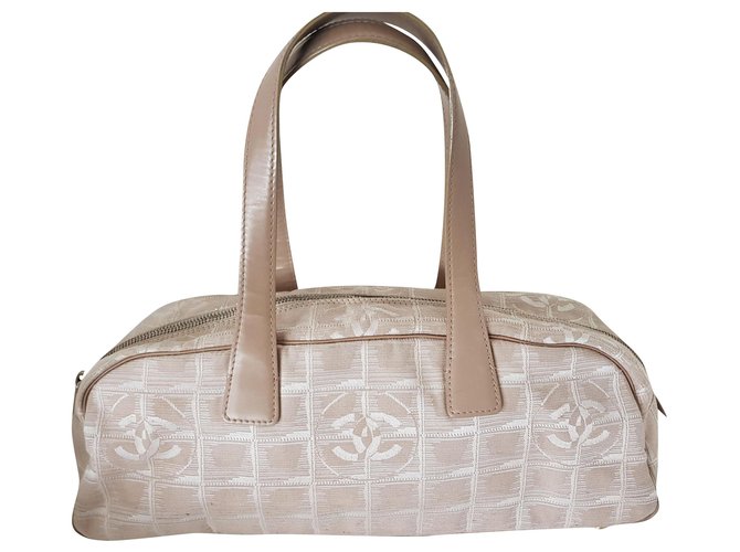 Chanel Travel Line Pink CC Monogramm Shopper Handtasche Leder Baumwolle  ref.131899