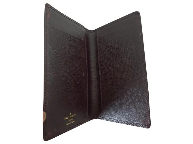Louis Vuitton Taiga Long carteira E cartão caso SET Conhaque Couro  ref.131907